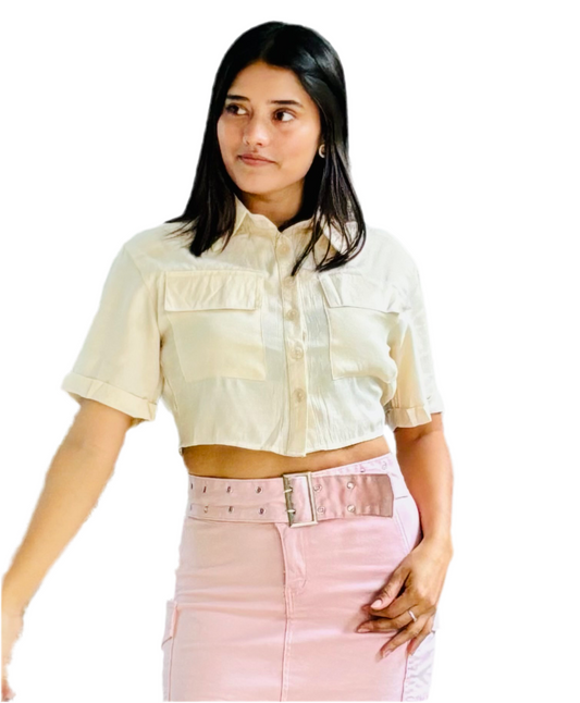 Camisa blusa dama Cuello Beige CTD1210-2 590490