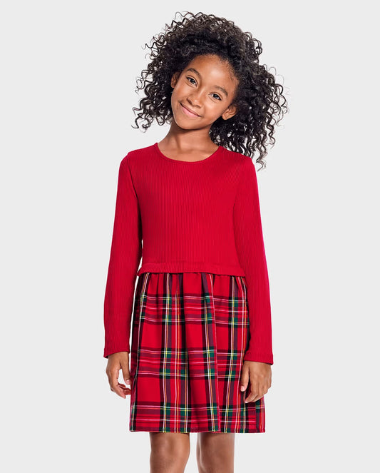 Vestido rojo cuadros childrens place manga larga 54896624