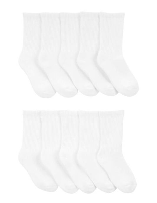 Set de 10 Calcetines Carters blancos altos niña niño 3R158