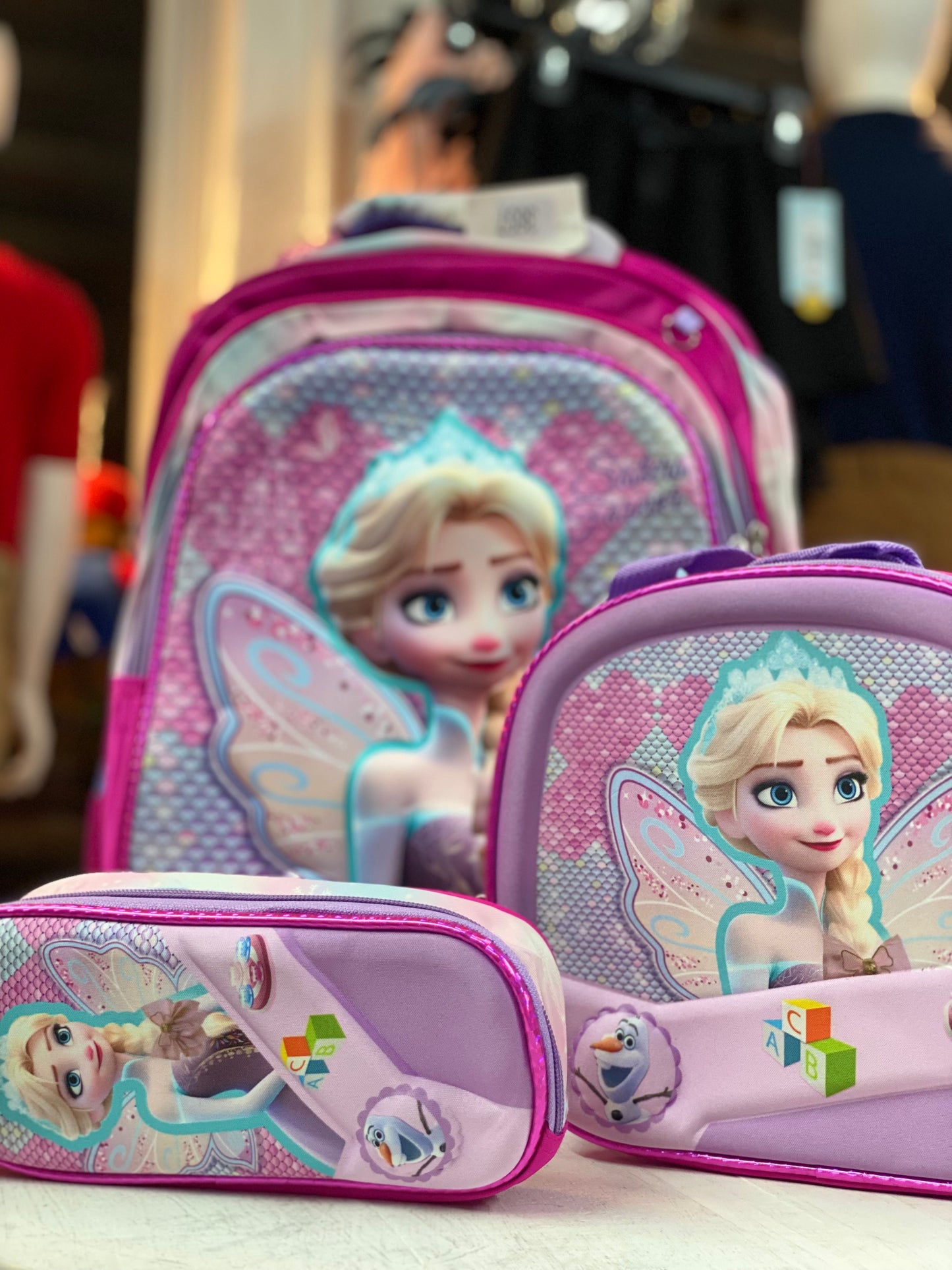 Mochila en Set Elsa Hada “17” pulgadas lonchera y lapicera