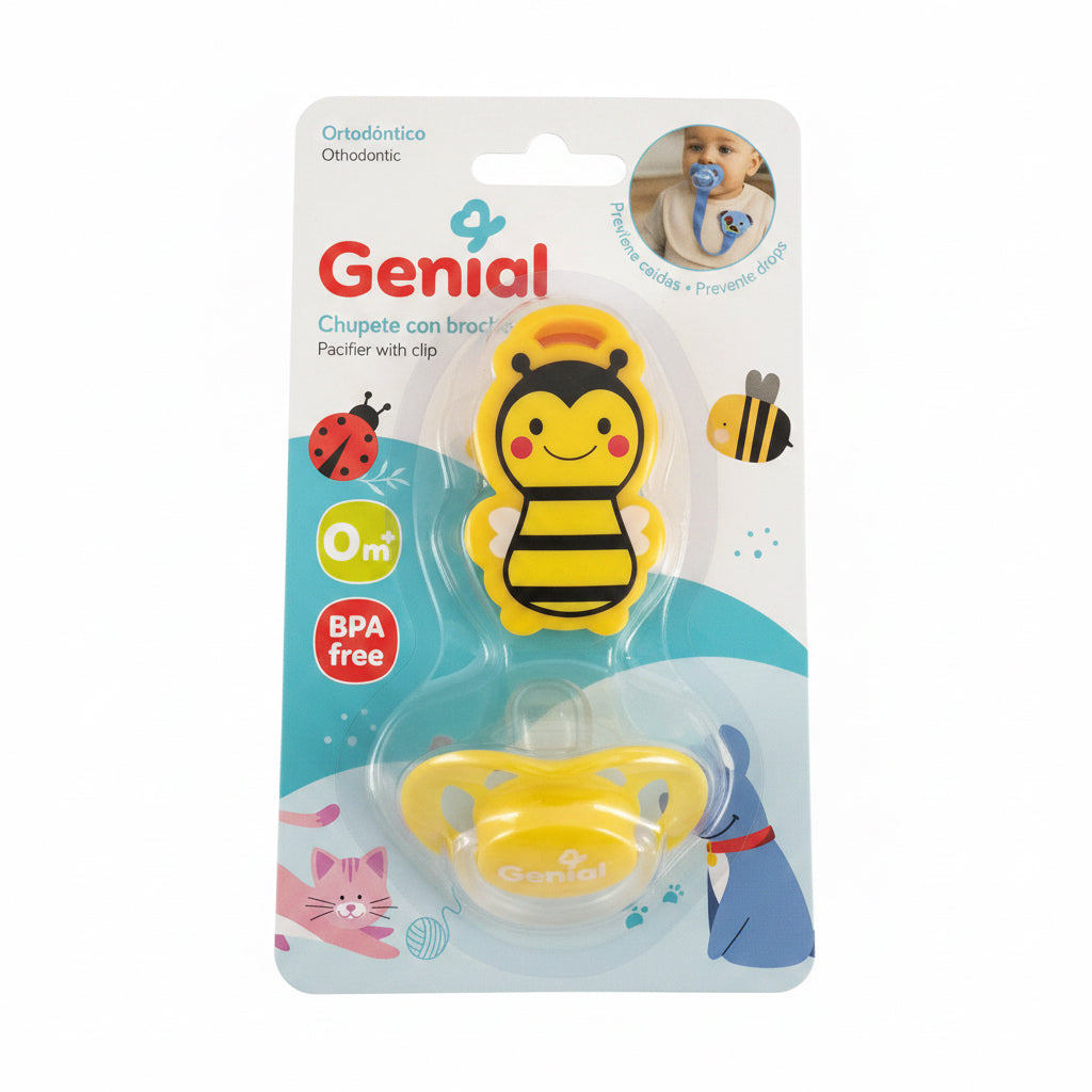 Set Chupete y porta chupete Genial bebe niña niño abeja