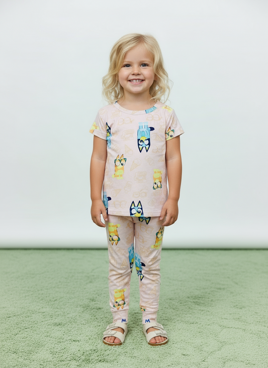 Set 2 piezas pijama rosada bluey niña