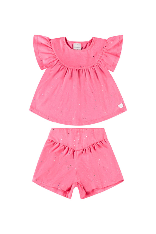 Set 2 piezas quimbykids short y camisa rosado 34168-GLI016 revuelos