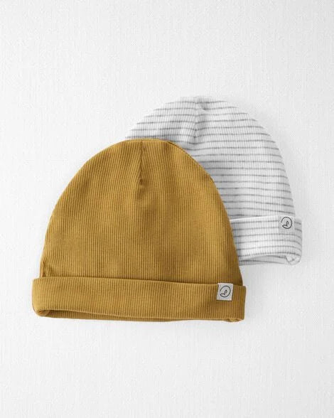 Set 2 gorros café blanco bebe niño niña Carters 1N161110