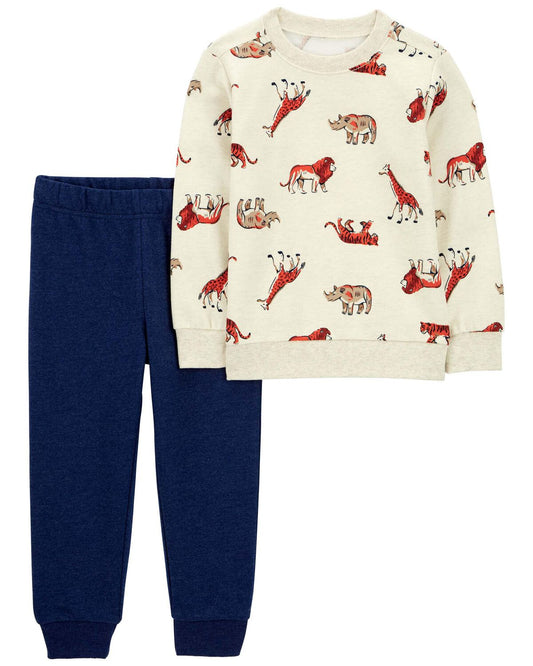 Set 2 piezas Carters bebe niño safari animales sueter jogger
