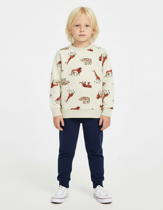 Set 2 piezas Carters bebe niño safari animales sueter jogger promo