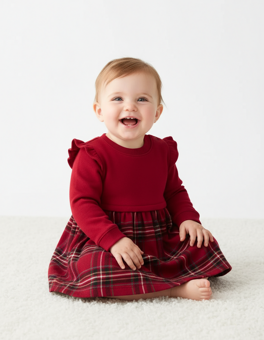 Vestido rojo cuadros bebe niña Carters 86986224