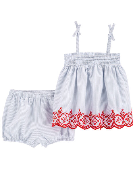 Set conjunto 2 piezas camisa short blanco bebe niña Oshkosh 1Q983510