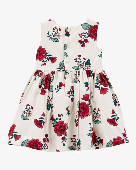 Vestido blanco con flores rojas bebe niña Carters 54298352