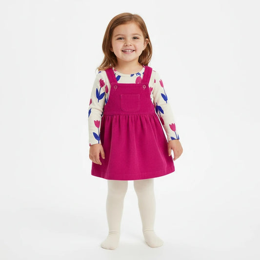 Set conjunto 3 piezas camisa overall calcetines beige rosado bebe niña Carters 1R972010