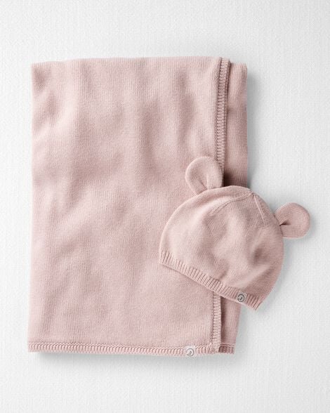 Set 2 piezas sabana gorro rosado bebe niña Carters 1S870510