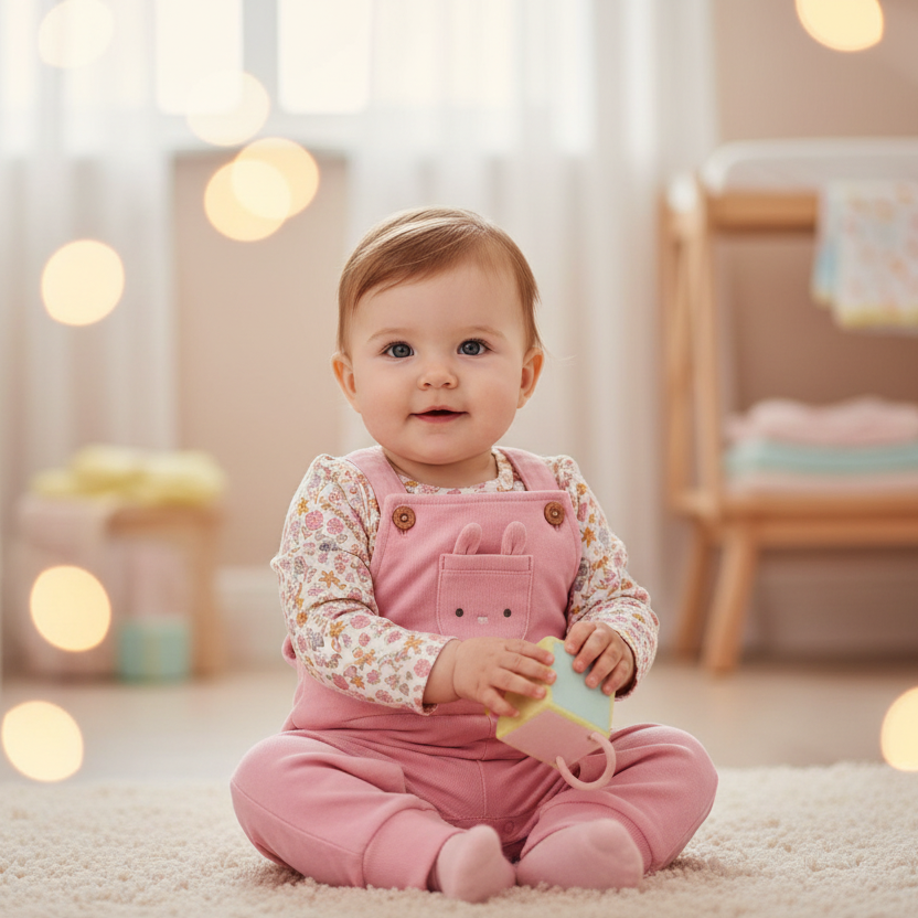 Set conjunto 2 piezas camisa floreada overall rosado bebe niña Carters 1S938510