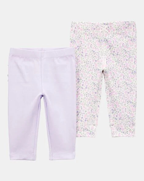 Set 2 leggins pantalones morado bebe niña Carters 1S992810