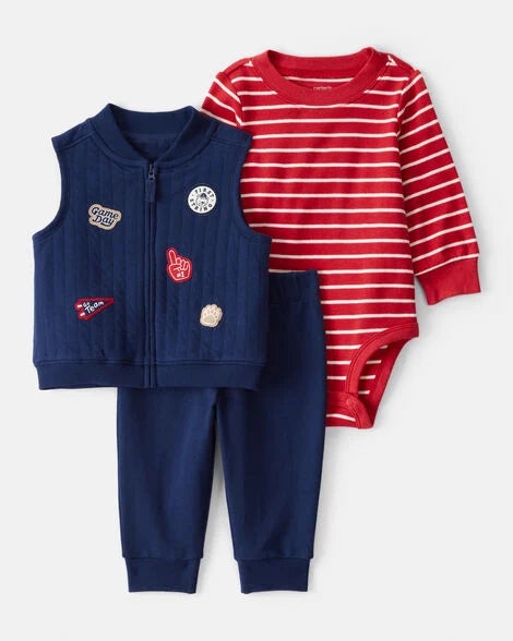Set 3 piezas sueter pantalon mameluco bebe niño Carters 1T542110
