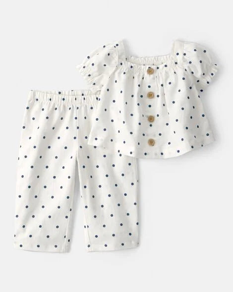 Set conjunto 2 piezas camisa pantalon blanco bebe niña Carters 1U547810