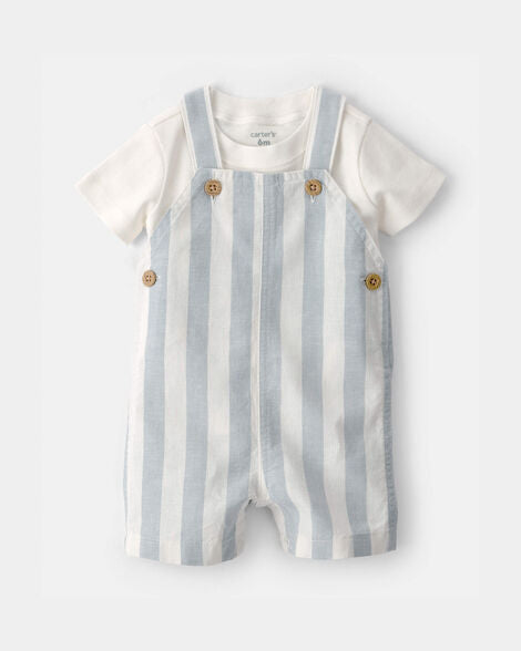 Set conjunto 2 piezas camisa blanca overall azul bebe niño Carters 1U564110