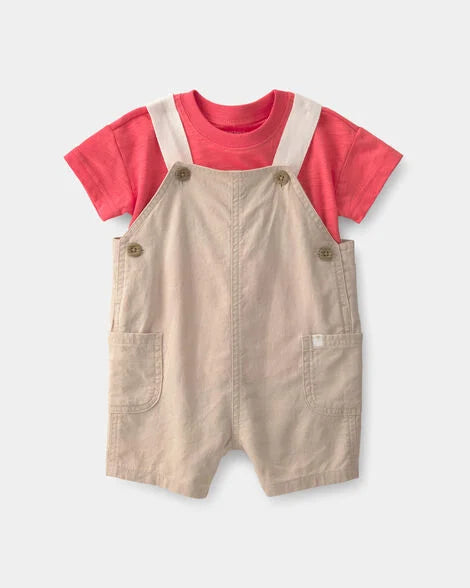 Set conjunto 2 piezas camisa naranja overall cafe Carters 1U638710