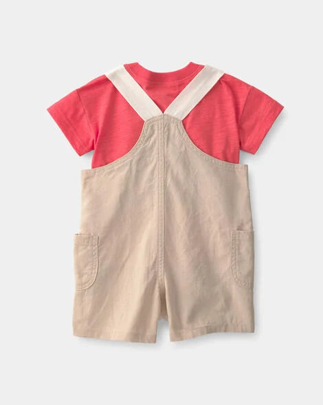 Set conjunto 2 piezas camisa naranja overall cafe Carters 1U638710