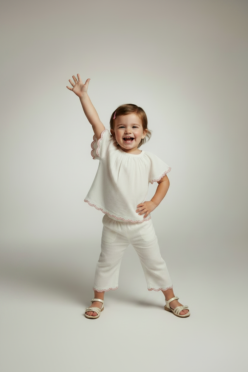 Set conjunto 2 piezas camisa pantalon blanco bebe niña Carters 1U925410