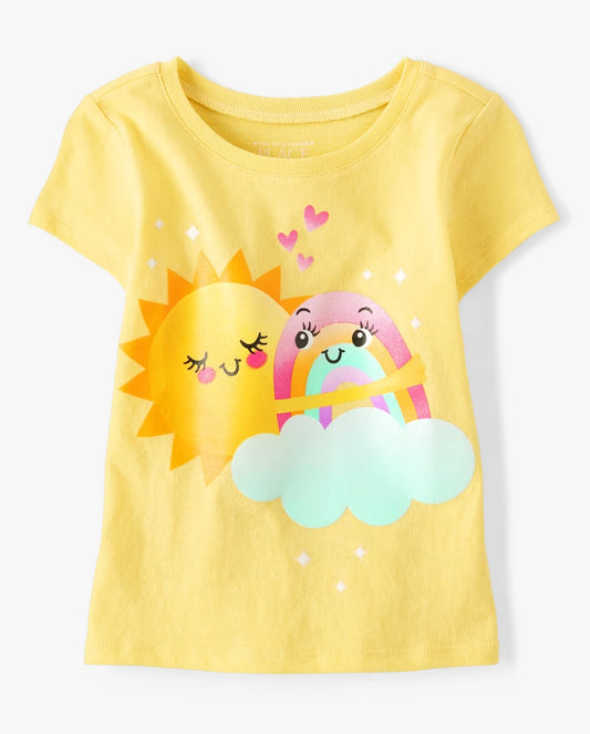 Camisa amarilla sol arcoiris childrens place niña