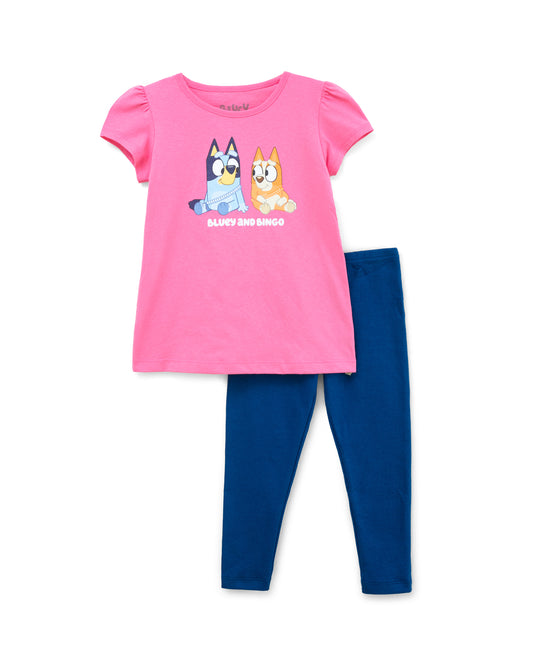 Set conjunto 2 piezas camisa rosada leggings azul niña bluey St Jacks 2000146704