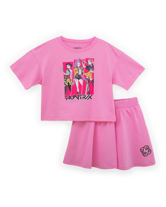 Set conjunto 2 piezas K-pop camisa rosada falda short rosada niña St Jacks 2000147401