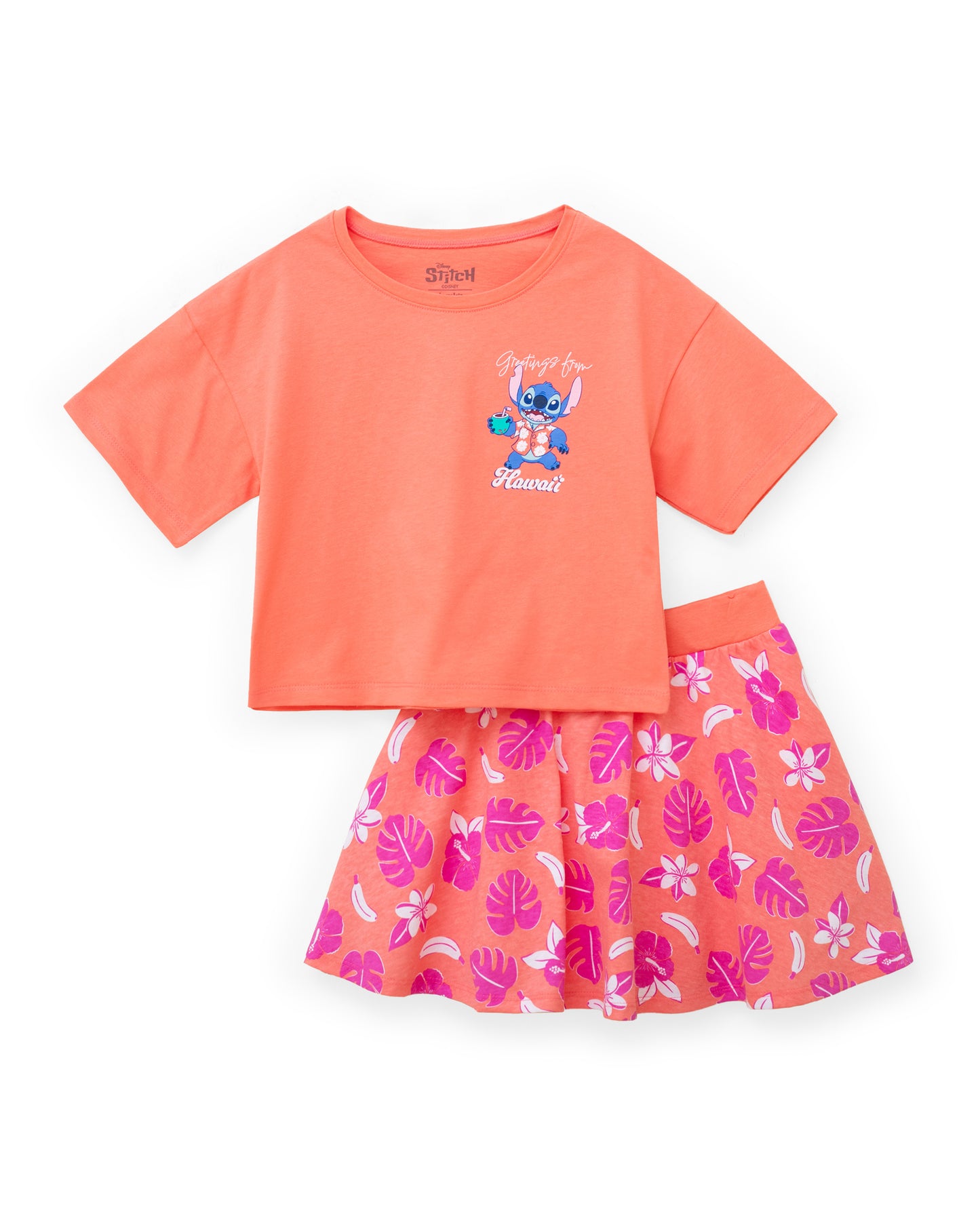 Set conjunto 2 piezas camisa short anaranjado niña Stitch St Jacks 2000147501