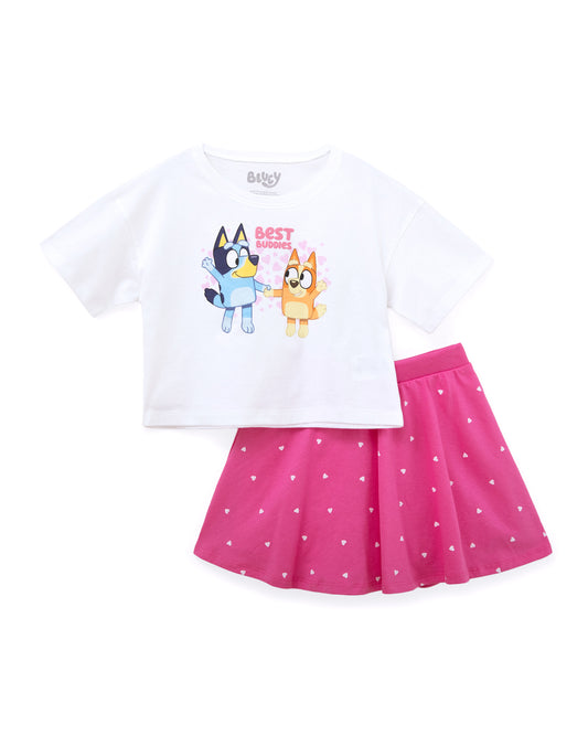 Set conjunto falda short rosada camisa blanca Bluey niña St Jacks 2000147702
