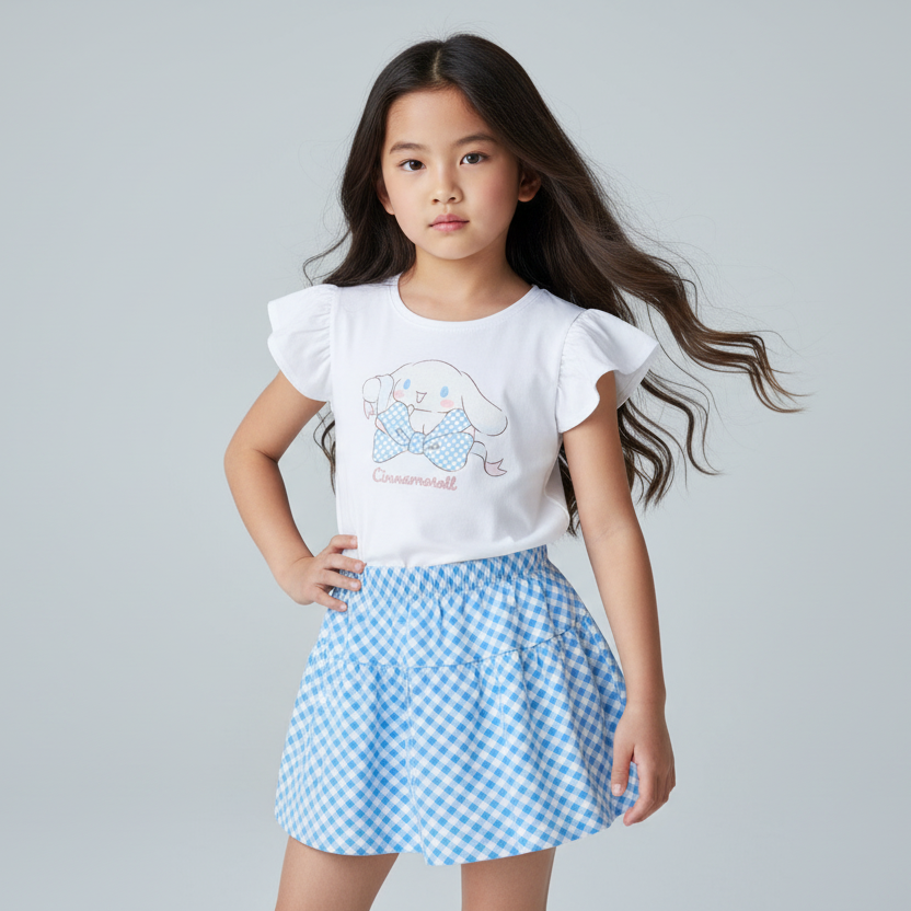 Set conjunto 2 piezas camisa blanca falda short azul niña cinamorroll St Jacks 2000148201