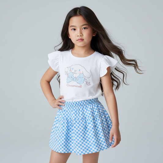 Set conjunto 2 piezas camisa blanca falda short azul niña cinamorroll St Jacks 2000148201