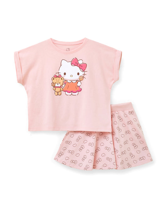 Set 2 piezas camisa falda short rosada niña Hello Kitty St Jacks 2000150404