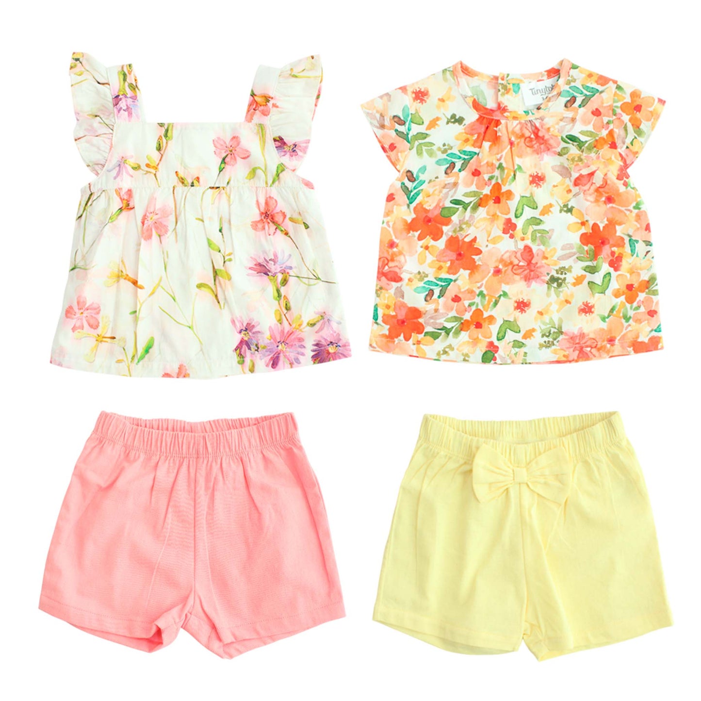 Set conjunto 2 piezas camisa flores short amarillo Tinytots 216-W28-3148