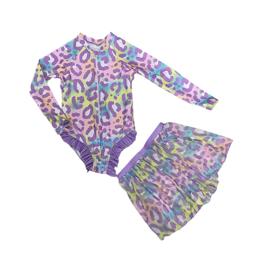 Traje de baño 2 piezas morado niña