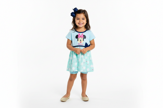 Vestido celeste verde Minnie Disney bebe niña D10-MI-1288B promo 3x1000 490445