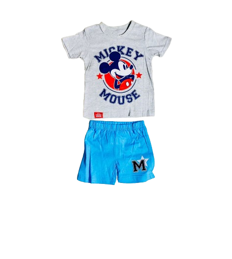 Set conjunto 2 piezas Mickey camisa gris bebe niño
