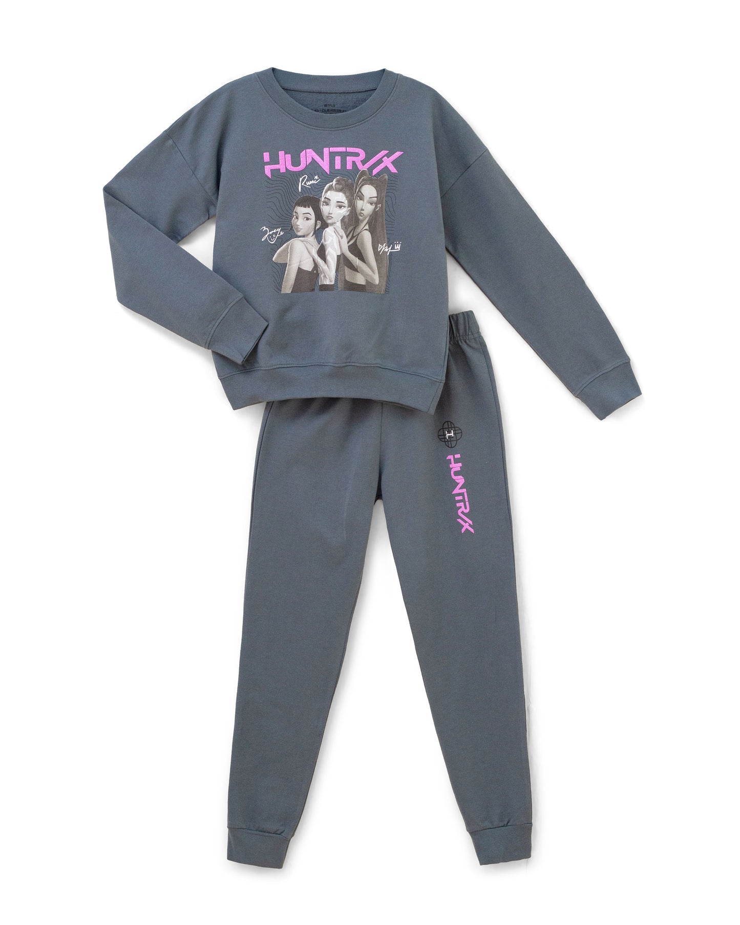 Set conjunto 2 piezas camisa sudadera sueter pantalon jogger gris niña K pop Huntrix St Jacks 2500002001