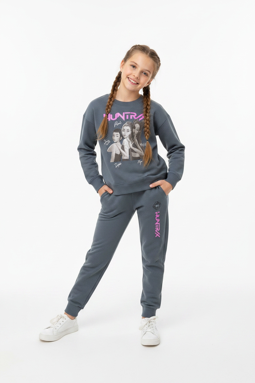 Set conjunto 2 piezas camisa sudadera sueter pantalon jogger gris niña K pop Huntrix St Jacks 2500002001