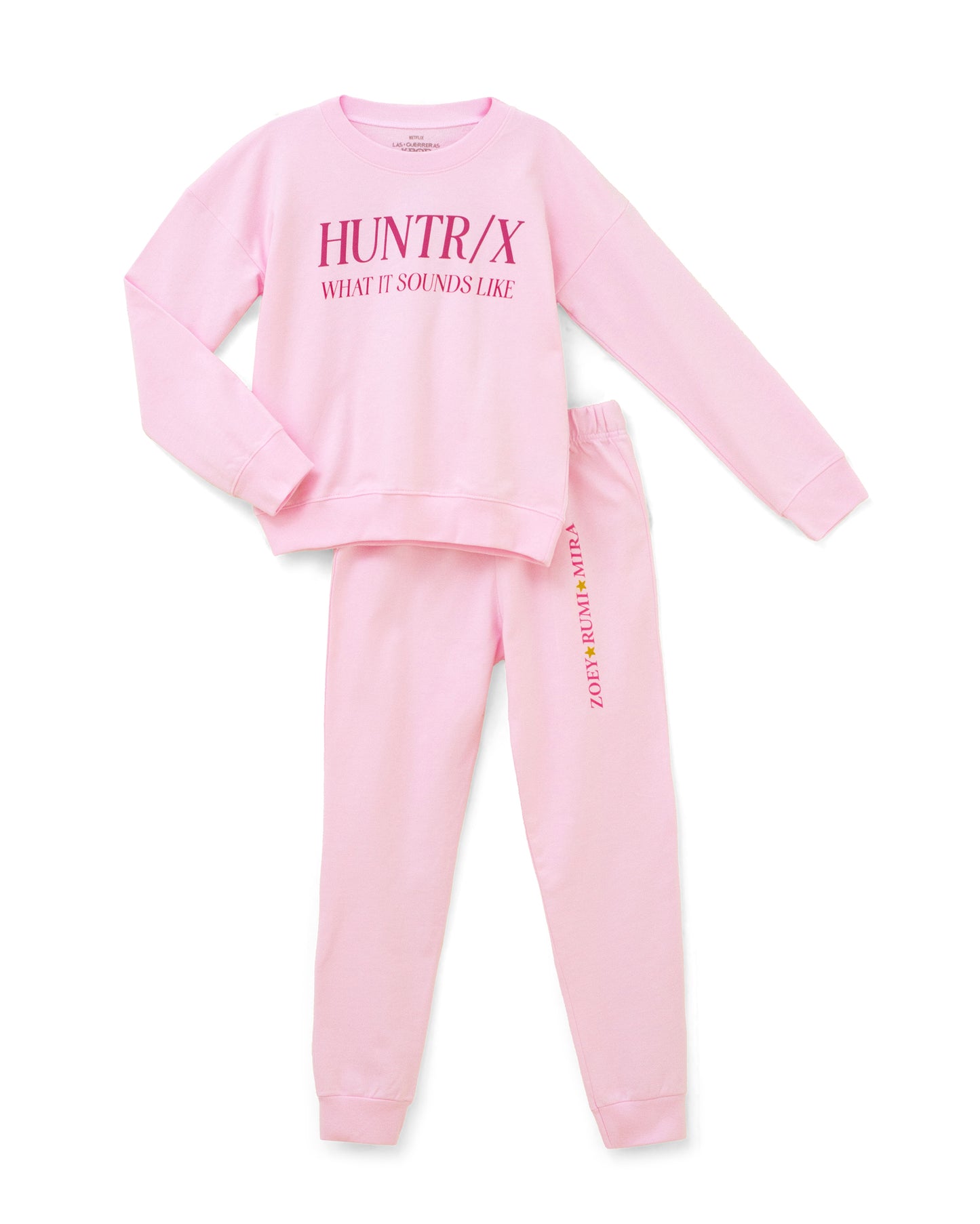 Set conjunto 2 piezas camisa sudadera sueter pantalon jogger rosado niña K pop Huntrix St Jacks 2500002002