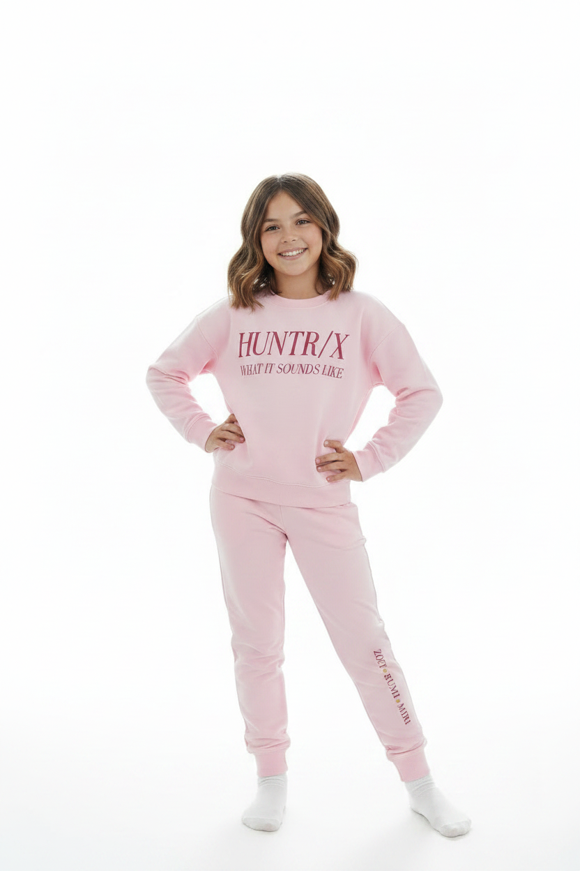 Set conjunto 2 piezas camisa sudadera sueter pantalon jogger rosado niña K pop Huntrix St Jacks 2500002002