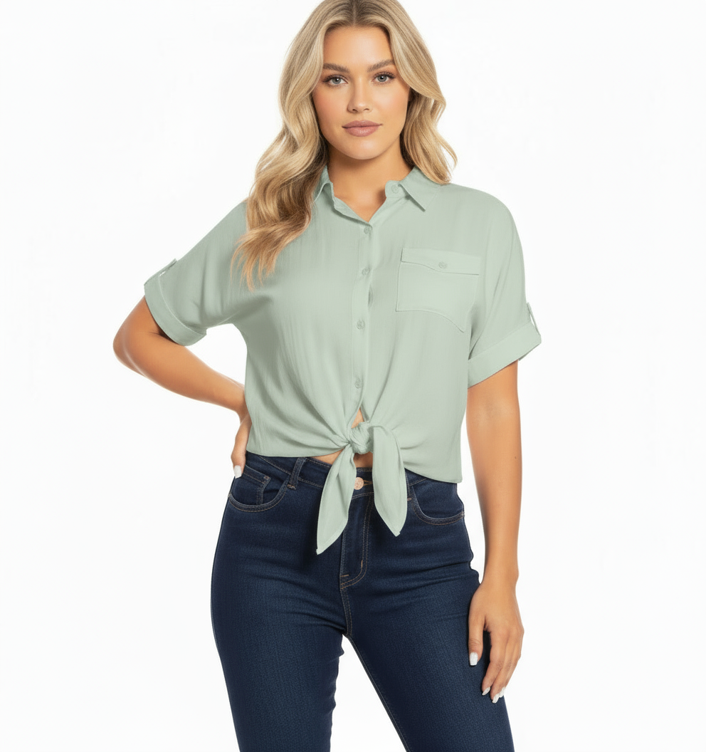 Camisa verde olivo dama mujer Chic mi CTD1014-8 490390 promo 3x1000
