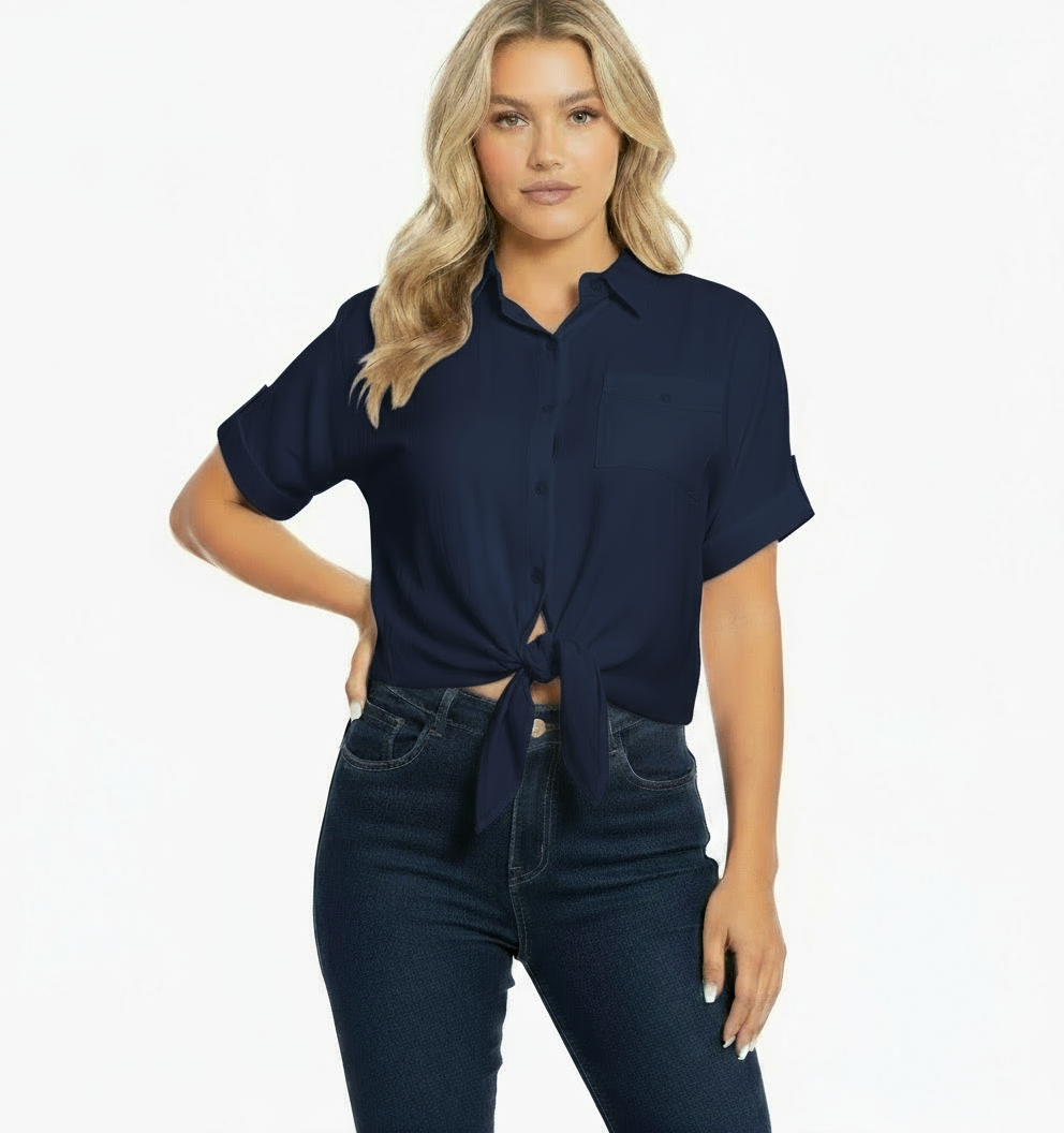 Camisa azul navy dama mujer Chic mi CTD1014-8 490390 promo 3x1000