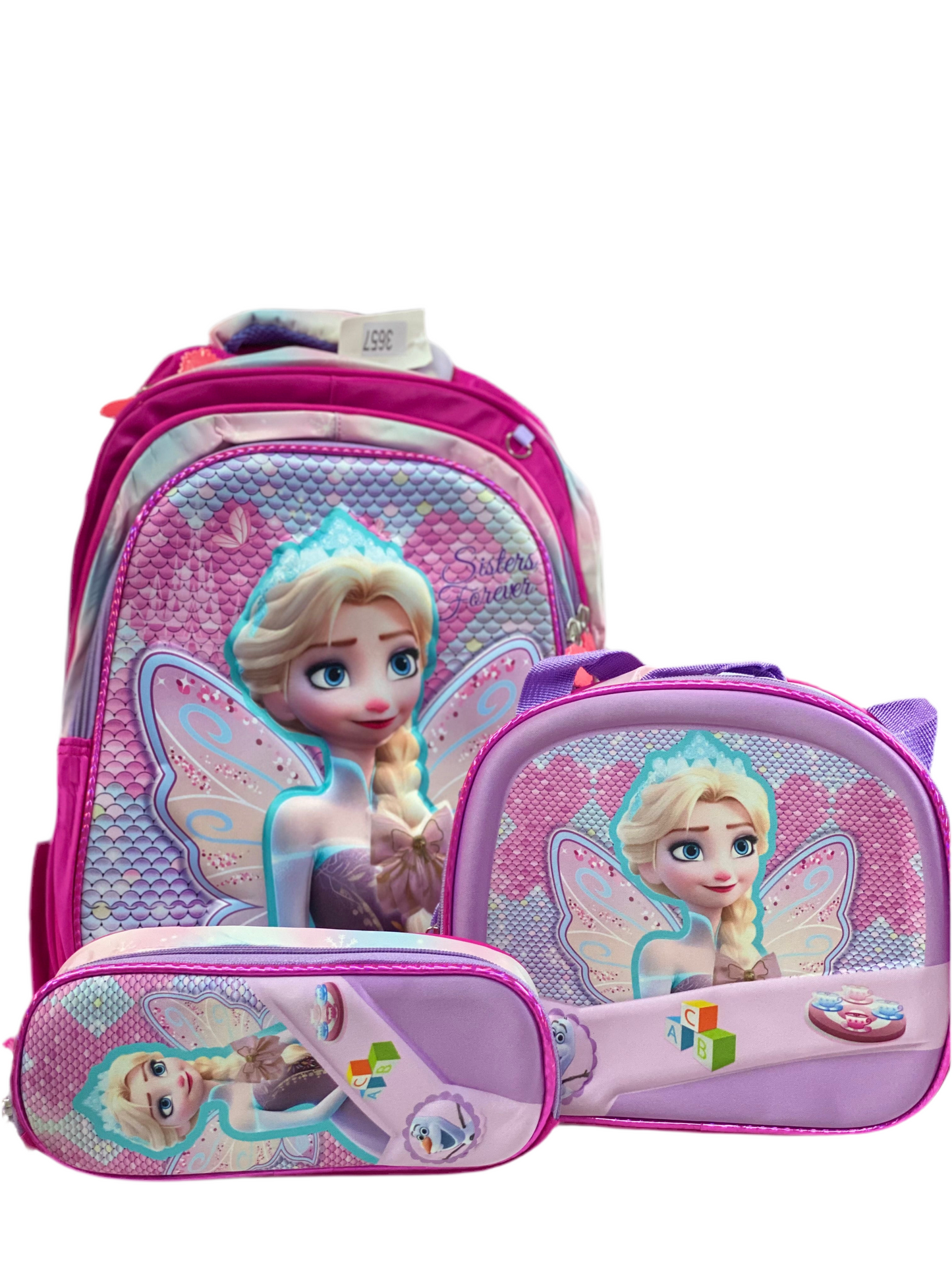 Mochila en Set Elsa Hada “17” pulgadas lonchera y lapicera