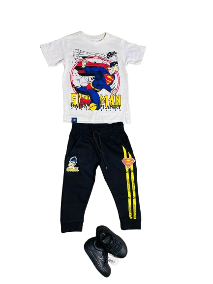 Set conjunto 2 piezas superman camisa blanca niño