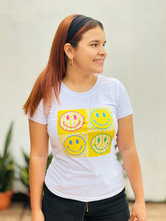Camisa carita feliz blanco  S-XL IN1-2201 450350