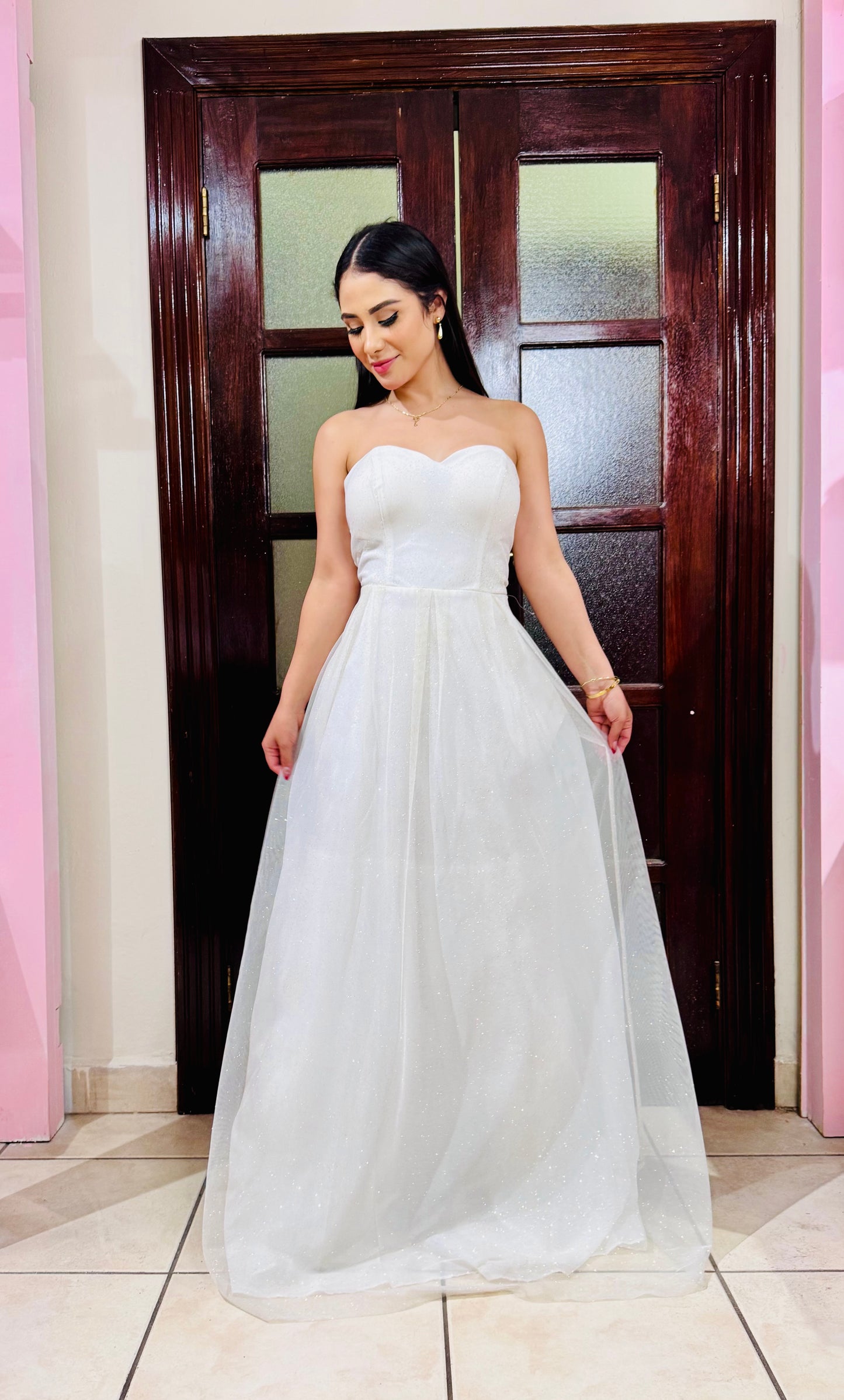 Vestido gala dama blanco SM