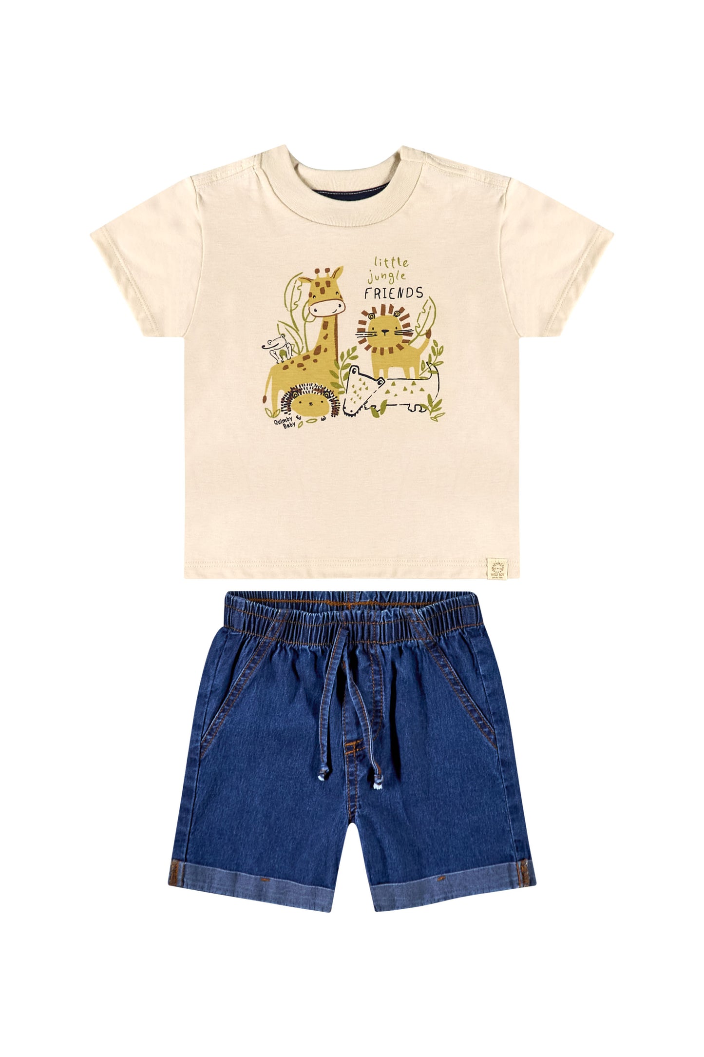 Set 2 piezas quimbybaby bebé Niño 34268 short jeans camiseta safari