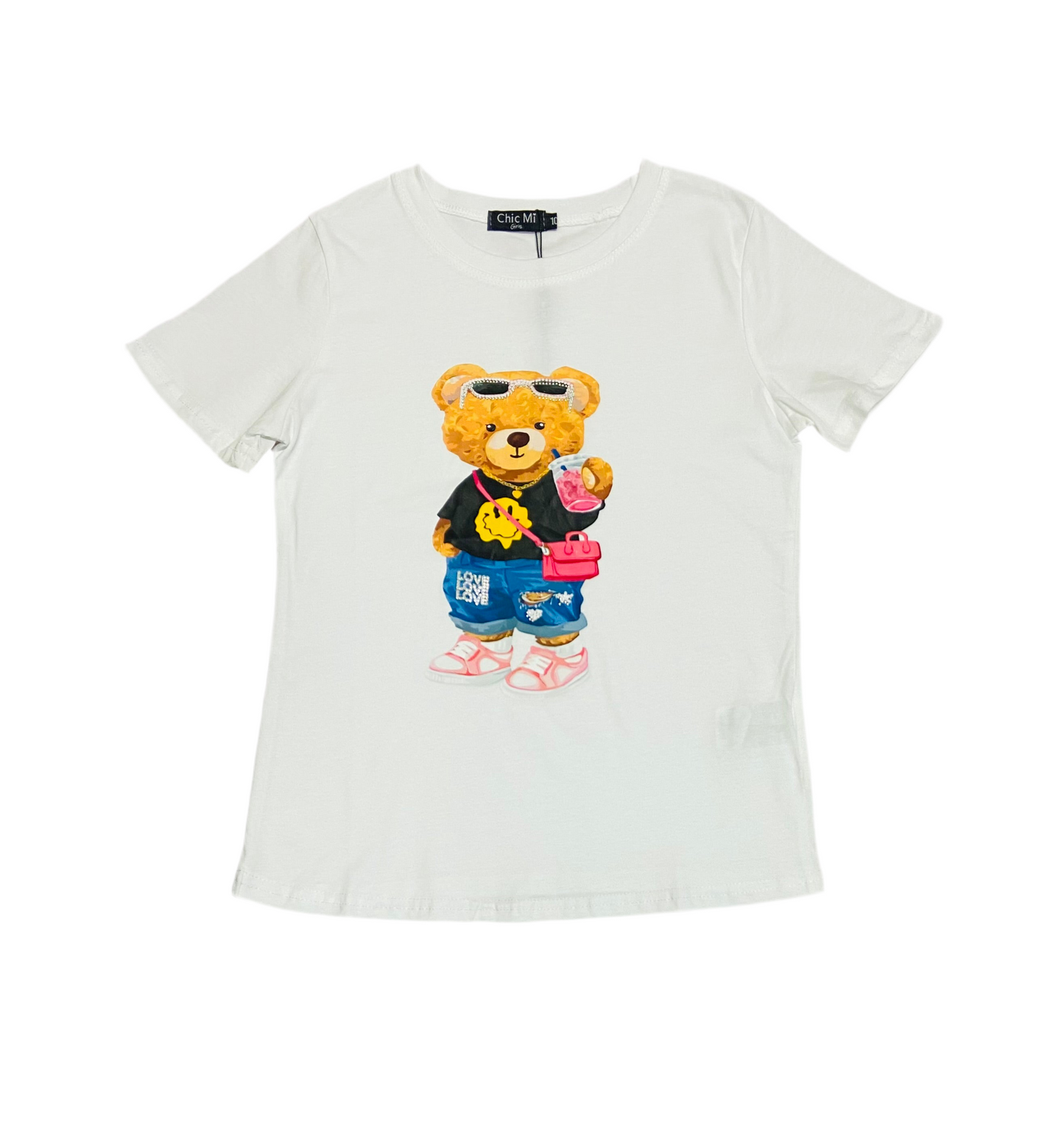 Camisa blanca oso niña Chic mi CTG1253-54
