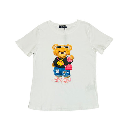 Camisa blanca oso niña Chic mi CTG1253-54