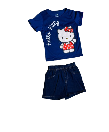 Set 2 piezas niña camisa azul Hello Kitty