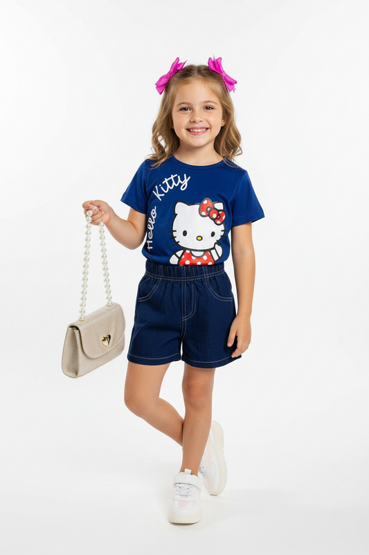 Set 2 piezas niña camisa azul Hello Kitty H9-HK-102D 490390